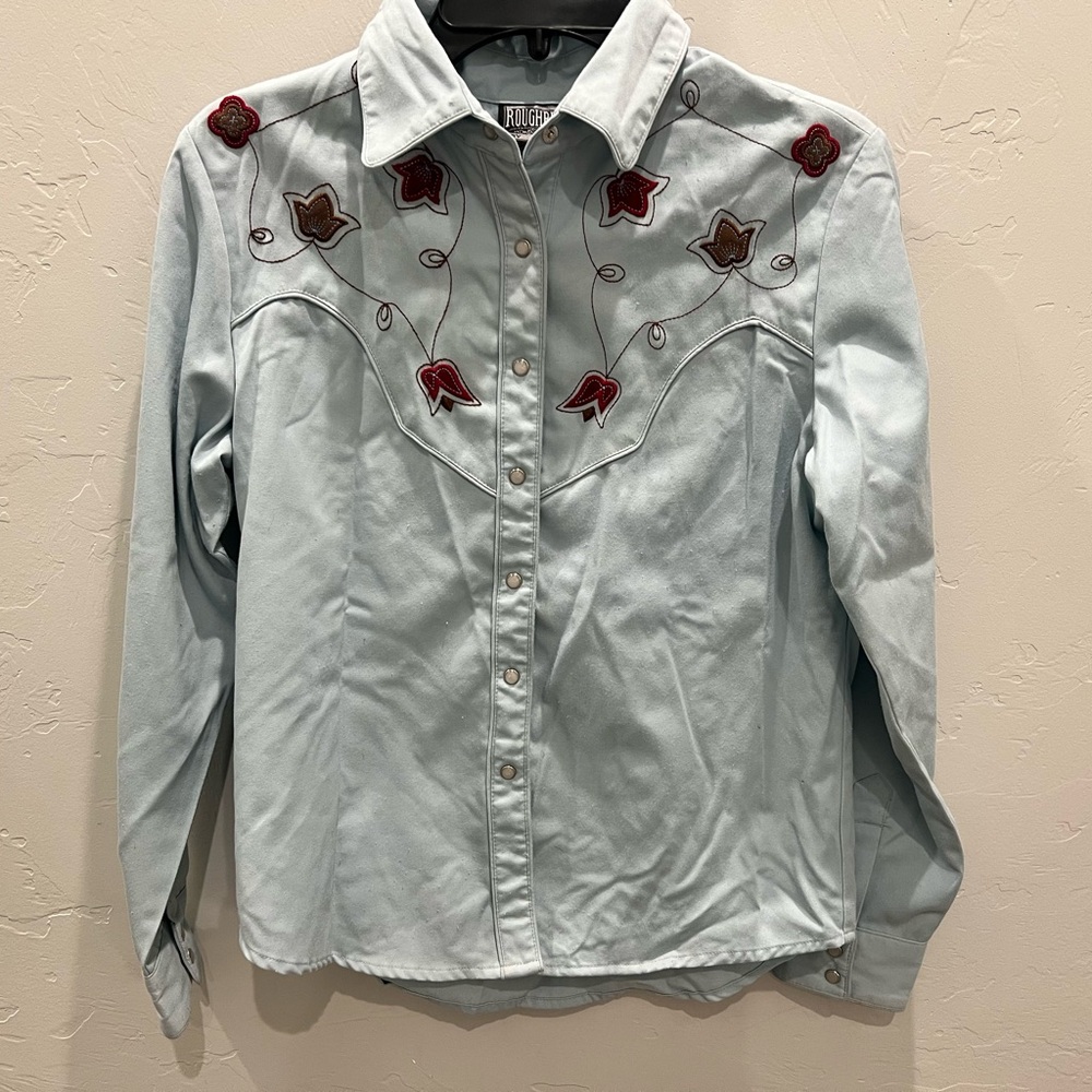 Roughrider by Circle Pearl Snap Women’s Small Embroidery Cowgirl Ranch Shirt